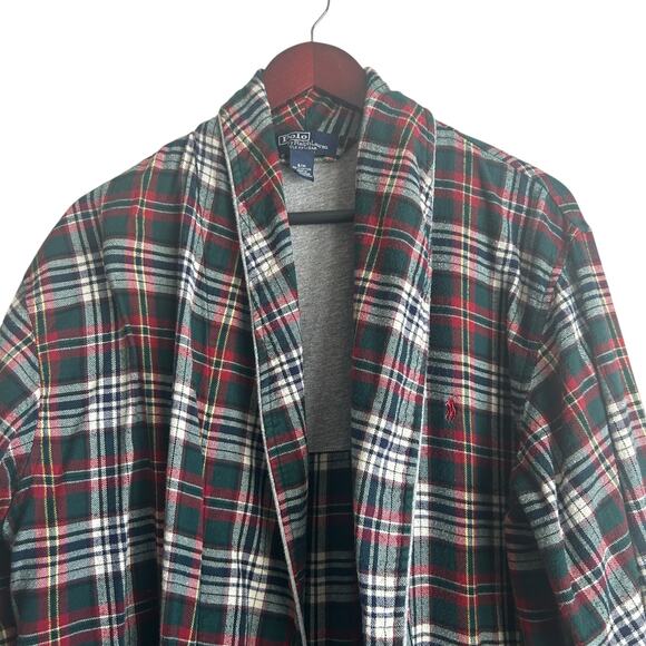 Polo Ralph Lauren‎ Sleepwear Mens Flanel Robe S/M Red Plaid Comfy Preppy Casual - Picture 14 of 15